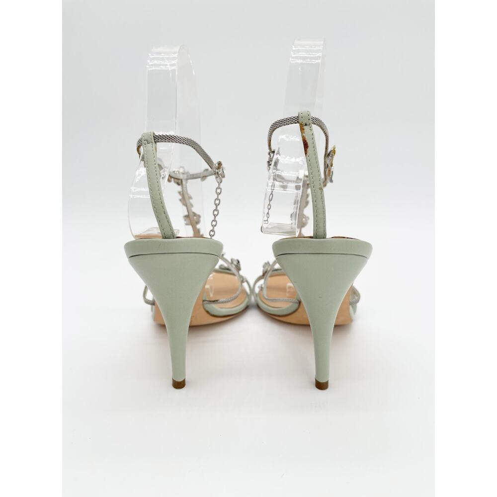 Giuseppe Zanotti Vintage Mint Green Crystal Floral T Strap Heeled Sandals US 7.5 - Picture 9 of 13
